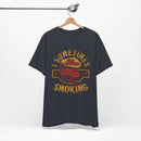 Sometimes I Get Caught Smoking Barbecue T-Shirt with soft cotton fabric and humorous grillmaster design