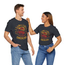 Sometimes I Get Caught Smoking Barbecue T-Shirt with soft cotton fabric and humorous grillmaster design