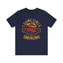 Sometimes I Get Caught Smoking Barbecue T-Shirt with soft cotton fabric and humorous grillmaster design