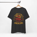 Sometimes I Get Caught Smoking Barbecue T-Shirt with soft cotton fabric and humorous grillmaster design