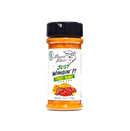 A clear plastic shaker bottle of Pawpa Flavor Just Wingin’ It Street Wangz seasoning, featuring a label with a bear illustration, text, and an image of cooked chicken wings.