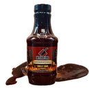 Bottle of Butcher BBQ sweet BBQ sauce with a label on a white background