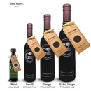Four bottles of Georgetown Olive Oil Co. Teriyaki Balsamic Vinegar in mini, small, large, and extra large sizes—each with a tag—are displayed upright on a white background. The sizes and volumes are listed beneath each bottle, emphasizing the fusion inspired by aged balsamic vinegar from Modena, Italy.