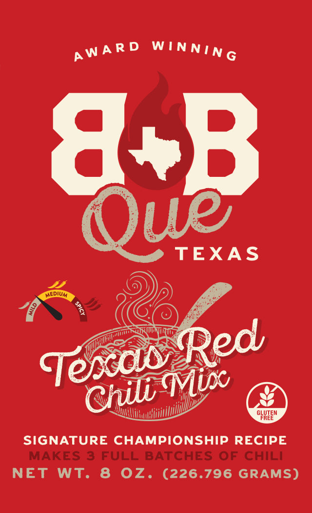 Label  on bottle of BBQue Texas Chili Seasoning