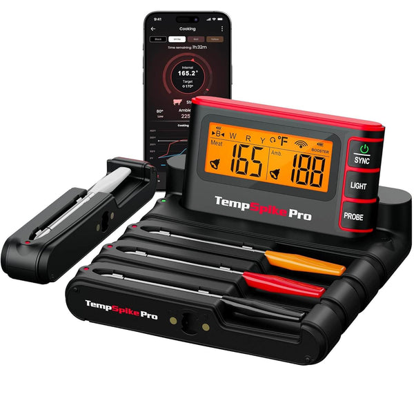 ThermoPro Twin TempSpike vleesthermometer draadloos 150m Bluetooth meat thermometer oventhermometer oplader met display voor oven, grill, draaispit, veilig in de vaatwasser