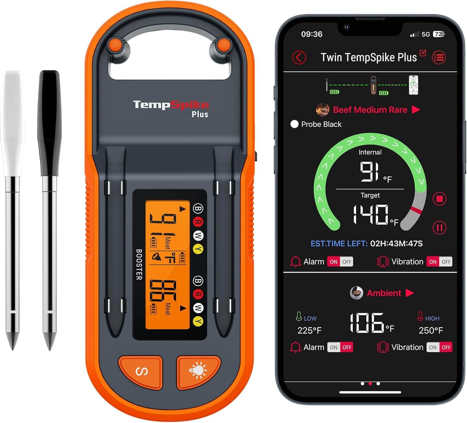 ThermoPro TempSpike Plus 600ft Wireless Meat Thermometer with 2 Meat Probes