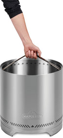 Timberwolf Smokeless Portable Fire Pit 22 inch stainless steel at DDR BBQ Supply carry strap in use