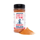 Tuffy Stone Sweet BBQ Rub bottle with sweet, smoky seasoning for pork, chicken, seafood, and more