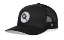 The Haka Hat Pickleball Trucker Hat is a black snapback with mesh back and a round embroidered patch on the front, featuring a pickleball paddle and ball graphic.