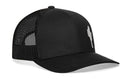 The Haka Hat Cactus Trucker Hat features a black snapback design with mesh back, solid front panel, and a small white pen graphic—ideal for fans of the classic Cactus trucker hat style.