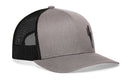 The Haka Hat Cactus Trucker Hat features a gray front with a black embroidered cactus, black mesh back, and snapback closure for comfortable style.