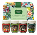 A vibrant SALTOPIA Infused Sea Salts "Ultimate Veggie Lover Salts" gift set featuring four jars: Garlic & Onion, Tarragon Rosemary & Orange, Italian Herbs & Salt, and Chive Salt in a colorful vegetable-themed box.
