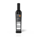A tall, dark glass bottle of Taycte DOP Canino Organic Extra Virgin Olive Oil with a black cap. The label features nutrition facts and product information. Made from premium organic Caninese olives, this Italian finishing oil from Taycte contains 16.9 fl oz (500 ml).