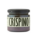 A glass jar with a black lid, labeled “Taycte Famiglia Crispino” in bold letters, contains a rich, dark Italian olive tapenade. The white label with black text highlights its savory Calabrian black olive spread — perfect for bruschetta and ideal for fans of authentic bruschetta olive nere. This is the Taycte Famiglia Crispino Black Olive Bruschetta Spread.