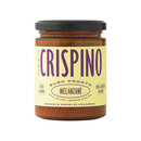 A jar of Taycte Famiglia Crispino Calabrese Eggplant Pasta Sauce — Melanzane Sugo, featuring a cream label with purple text and highlighting its ingredients and no added sugar. Made from Italian tomatoes, this pasta sauce delivers the authentic taste of Calabrian cuisine to your table.