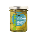 A glass jar of Taycte Green Olives (Olive Verdi in Salamoia)—large, buttery Italian green olives—in brine, with a metal lid and green label text detailing product name and weight (200g).
