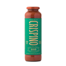 A tall, slender jar of Taycte Famiglia Crispino Basil Tomato Sauce Starter from Taycte, featuring a green label, brown cap, and Italian text on the front. Made with Calabrian tomato passata and infused with fresh basil for an authentic Italian flavor.