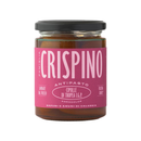 A glass jar of Taycte Famiglia Crispino Sweet Tropea Onion Antipasto — IGP Certified Italian Red Onions, featuring a pink label and black lid, filled with authentic antipasto made from Calabrian sweet red onions from Calabria, Italy.