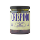 A jar of Taycte Antipasto Olive alla Monacale (MONACALE OLIVE) by Taycte, a traditional antipasto in extra virgin olive oil featuring Calabrian spiced olives, with a cream-colored label and purple text, placed on a plain white background.