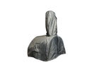 The WPPO Traditional 25" Dual Fueled Outdoor Oven Cover by WPPO LLC Direct, shown in gray and fitted over an upright outdoor grill or smoker against a white background, offers windproof, reliable protection to keep your appliance safe from the elements.