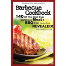 Cover of Barbecue Cookbook: 140 of the Best Ever Barbecue Meat & BBQ Fish Recipes Book...Revealed! (with Recipe Journal) - Paperback by Books by splitShops, featuring grilled meat, tomatoes, and lettuce, with bold text highlighting 140 barbecue meat and fish recipes plus a recipe journal.