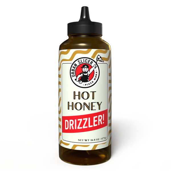 Urban Slicer Hot Honey Drizzler 16.8oz bottle for pizza, BBQ, and more at DDR BBQ Supply