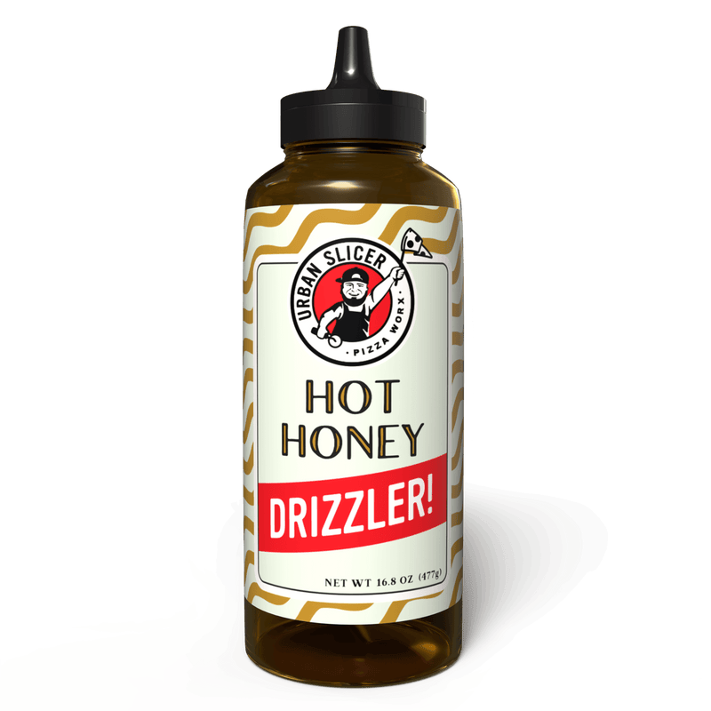 Urban Slicer Hot Honey Drizzler 16.8oz bottle for pizza, BBQ, and more at DDR BBQ Supply