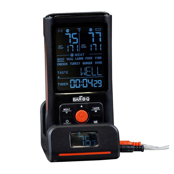 Wireless Mr. Bar-B-Q dual-probe remote thermometer for grilling and meat smoking