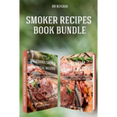 Two cookbooks from the Smoker Recipes Book Bundle: TOP 25 California Smoking Meat + Essential Smoking Meat Recipes that Will Make you Cook Like a Pro stand side-by-side, offering a variety of barbecue recipes.