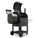 Yoder Smokers YS480s Pellet Grill ACS WiFi American made DDR BBQ Supply left side with top of pellet hopper open
