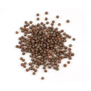 A pile of The Spice Lab Brown Mustard Seeds Whole scattered on a white background, perfect for adding depth to homemade mustard or enhancing your favorite pickling recipes.