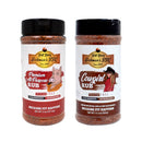The Hickman's BBQ All Purpose Rub Package by Hickman's BBQ includes two gluten-free seasoning rubs: the “Premium All Purpose” BBQ rub with a pig illustration and the “Cowgirl” grilling seasoning featuring a woman in a hat. Both bottles highlight clean ingredients with no preservatives.