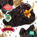A close-up of Rico Rico Dried Mexican Chiles 3-Pack – featuring Ancho, Guajillo, and Arbol peppers with visible seeds, labeled “100% authentic,” “GMO free,” and “Made in Mexico,” plus a green Rico Rico logo in the corner—ideal for any gourmet Mexican dried chile spice kit.