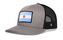Gray Haka Hat Argentina Flag International Trucker Hat with a black mesh back and an Argentina flag patch on the front, styled as an Argentine snapback.