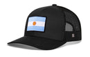 Black Haka Hat Argentina Flag International Trucker Hat featuring a rectangular Argentine flag patch on the front.