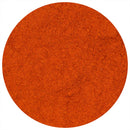 A circular mound of finely ground, red-orange The Spice Lab Birdseye Chili Pepper Powder is viewed from above on a white background.