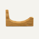Introducing the NULU Knife and Dock Bundle by NULU Inc.—a versatile countertop storage solution featuring a sleek, smooth-finished holder with a U-shaped groove to keep bags open for easy access. The NULU Inc. brand name is elegantly displayed on the front.
