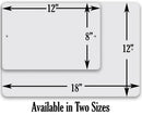 Two blank rectangular Bar Rules - Metal Sign by Lone Star Art shown—one 12x8″ and one 18x12″. Arrows show sizes. Ideal for bar rules or funny bar decor. Text below: Available in Two Sizes.