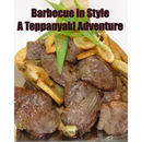 A tempting stack of grilled meat slices garnished with green onions and garlic is shown, capturing the essence of Japanese-style barbecue. Above, the text reads: Barbecue in Style A Teppanyaki Adventure: Teppanyaki - Paperback. Brought to you by Books by splitShops, this scene entices readers to discover a new level of grilling mastery. The author’s name is displayed at the bottom.