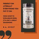 Tuffy Stone Big Umami Rub bottle with bold, savory seasoning for beef, chicken, veggies, and more