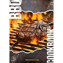A juicy steak sizzles over open flames on a barbecue grill, featured on the cover of "BBQ Cookbook: A Journey into the Heart of Barbecue - Paperback" by Books by splitShops—an ideal choice for any aspiring pitmaster seeking delicious barbecue recipes.