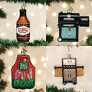 BBQ Ornament Gift Set – 4 Pack featuring grill, smoker, apron, and sauce ornaments from DDR BBQ Supply