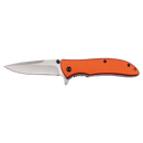 The Bison River 4 1/4″ Everyday Carry Knife by Bison River features a stainless steel blade and a vibrant orange handle, shown against a plain white background—making it an ideal choice for those seeking reliability and style in their everyday carry.