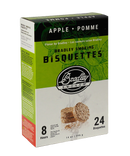 Crawford Bradley Apple Wood Bisquettes—24-count box (14 oz/396 g) for Bradley Smokers. Features green-white design, two bisquettes with smoke, and delivers 8 hours of rich apple wood smoke flavor.
