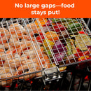 The Braize Large Stainless Steel Grill Basket with Removable Handle, Basting Brush & Scrub Sponge holds shrimp and veggies over flames. “No large gaps—food stays put!” Perfect for grilling fish and vegetables easily.