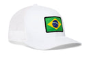 Show your national pride in style with the Haka Hat Brazil Flag International Trucker Hat. This Brazilian snapback features a white mesh design and a rectangular patch of the Brazilian flag on the front—making it the perfect trucker hat for any fan of Brazil.
