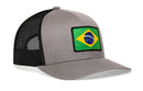Show your national pride with the Haka Hat Brazil Flag International Trucker Hat—a stylish gray and black mesh Brazilian snapback featuring a vibrant patch of the Brazilian flag on the front. This comfortable and breathable Haka Hat combines classic trucker style with bold details, making it perfect for any supporter of Brazil.