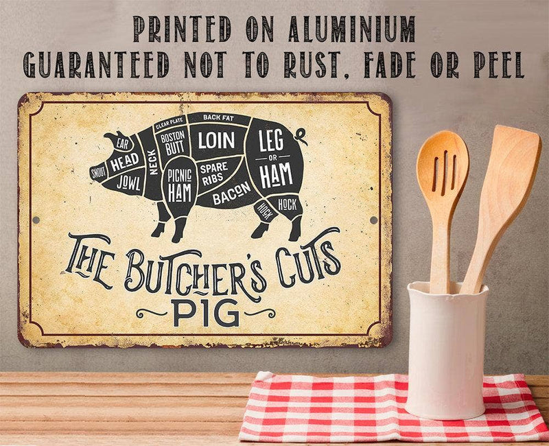 Butcher Cut Pig Metal Sign for BBQ Kitchen Decor