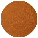 A close-up, top-down view of a circular pile of The Spice Lab Pumpkin Pie Spice—finely textured with reddish-brown hues and small clumps—on a white background, perfect for adding a cozy touch to your autumn baking.