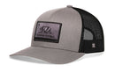 Show your California pride with the Haka Hat California Flag Trucker Hat by Haka Hat. This black tactical snapback features gray and black mesh panels, a structured front, and a curved brim. The rectangular patch on the front displays a bear and stars inspired by the iconic California flag, combining classic style with durable trucker hat design.